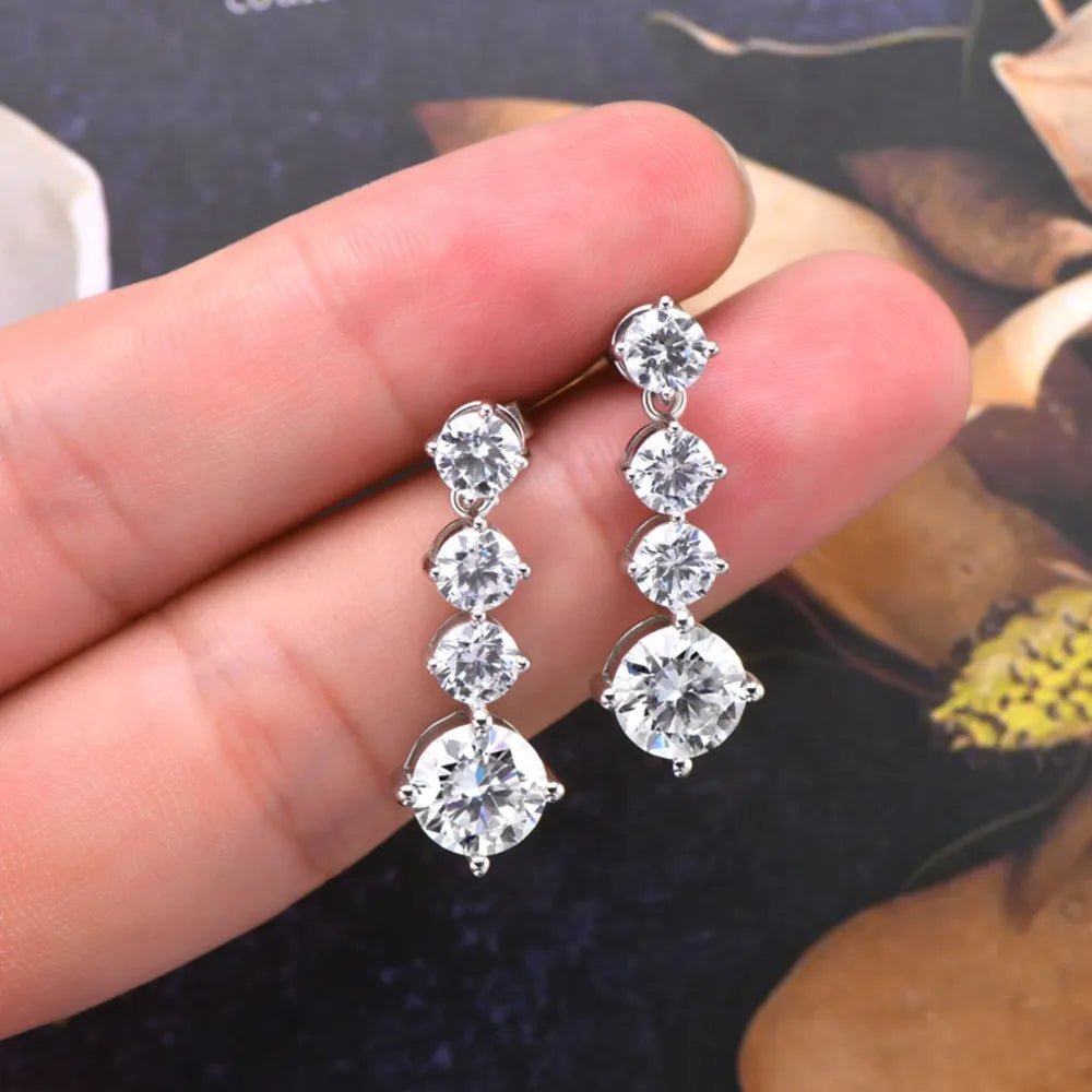 Boucles d’Oreilles Moissanite 4 Carats – Argent 925