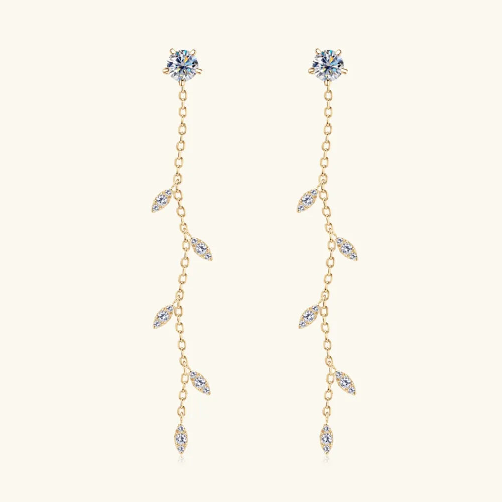 Boucles d’Oreilles Feuille Moissanite 1,38 Carat – Argent 925 & Éclat Nature