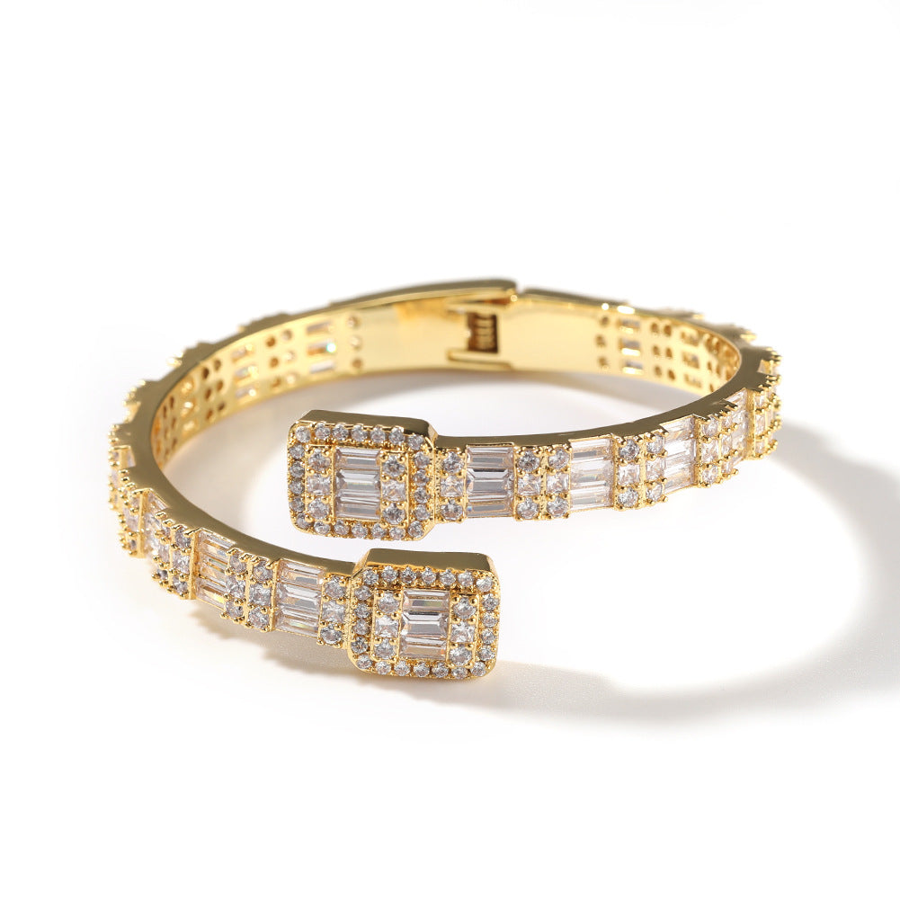 Bracelet Entrelacé Bicolore – Style Hip-Hop & Strass Brillants