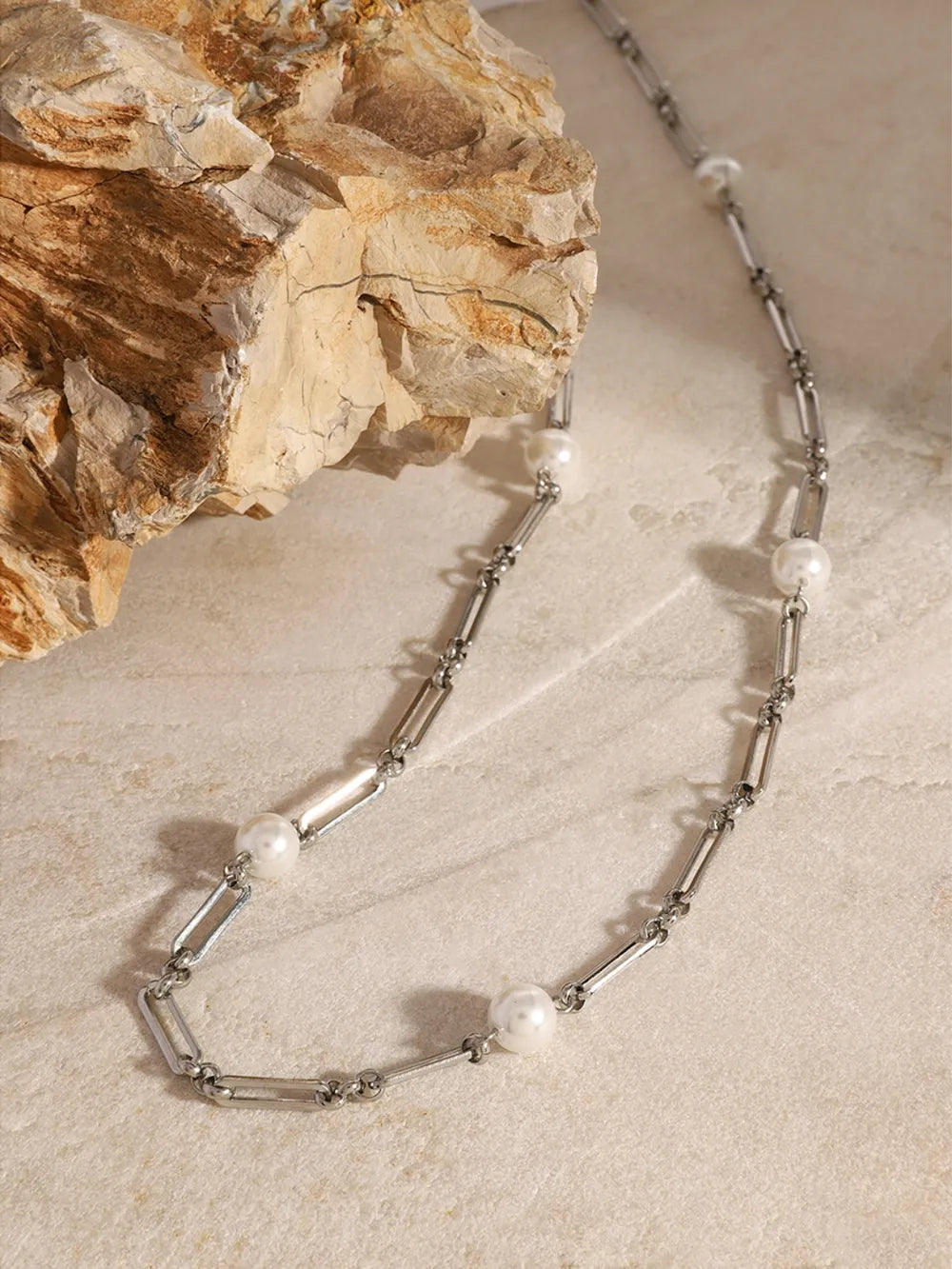 Collier Chaîne Perle – Acier Inoxydable & Élégance Moderne