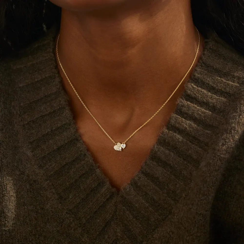Collier Cœur en Zircon – Plaqué Or 18K & Argent 925