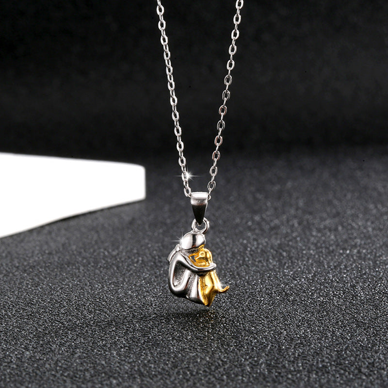 Collier Petite Fille & Chien – Argent 925 & Contraste Élégant