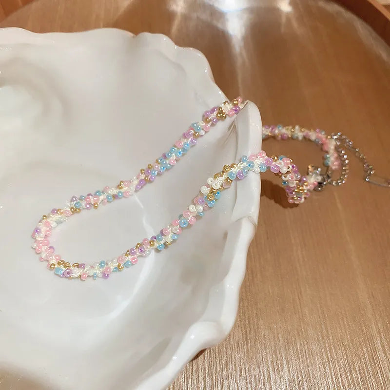 Collier Maillons Perles de Riz – Acier Titane Unisexe