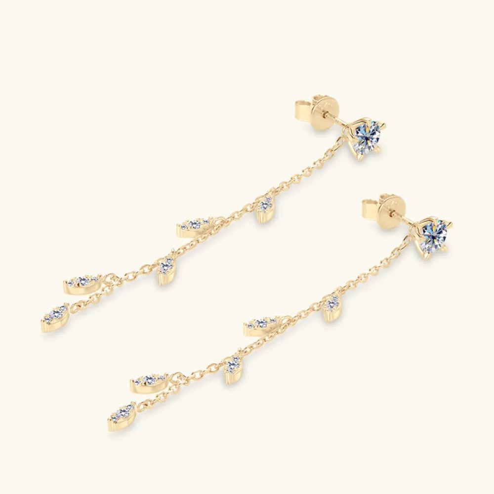Boucles d’Oreilles Feuille Moissanite 1,38 Carat – Argent 925 & Éclat Nature