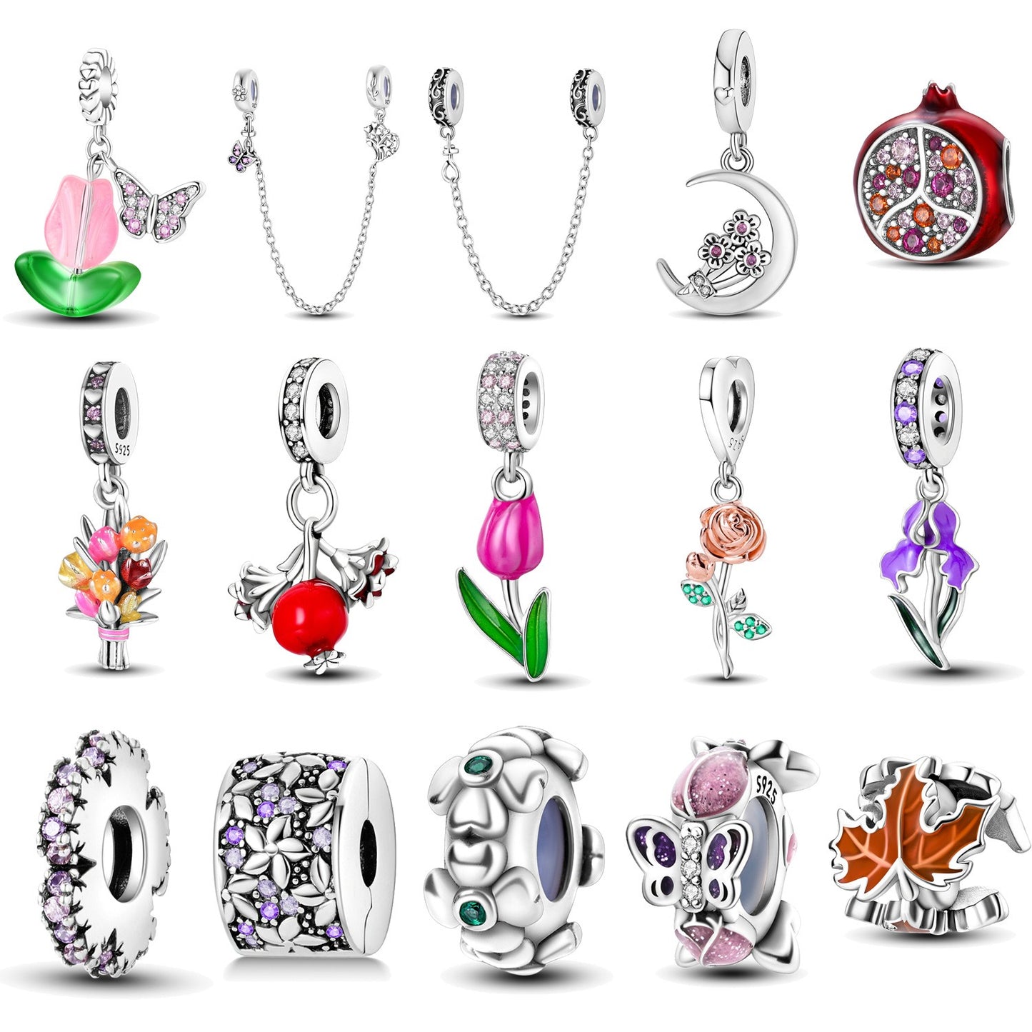 Chaine de sécurité & Charms Fleurs