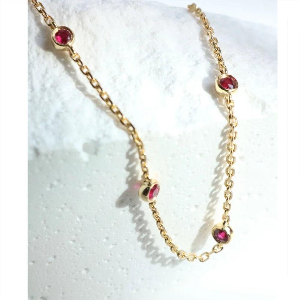 Bracelet Rubis Mini Zircons – Argent 925 & Élégance Précieuse