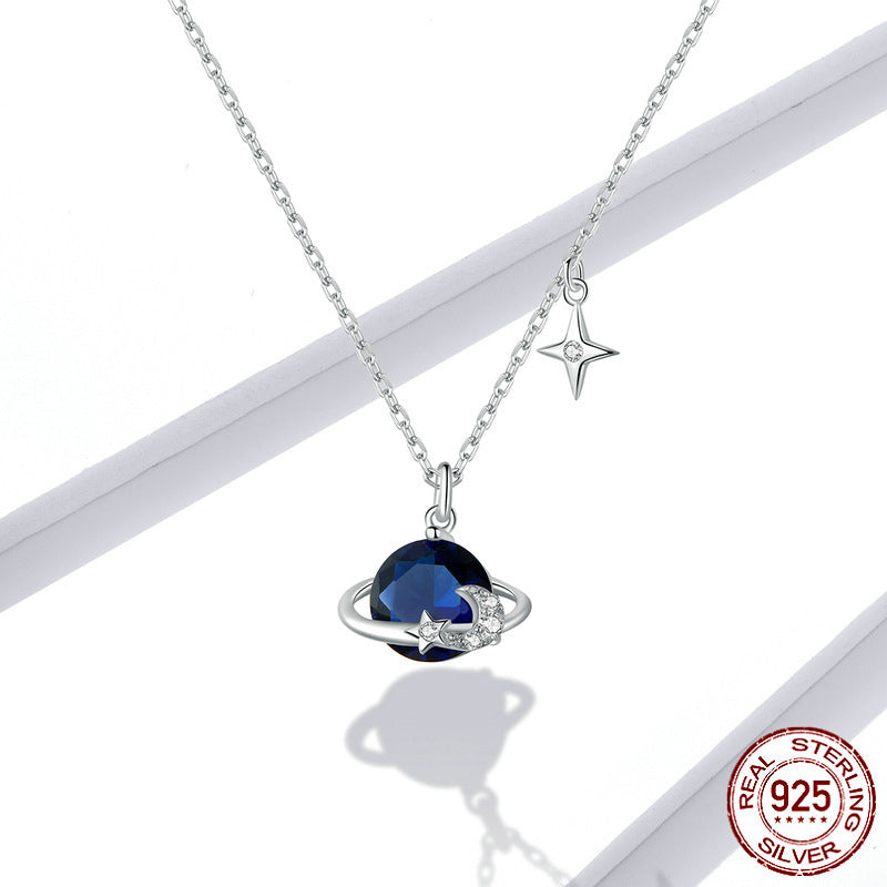 Collier “Ciel Étoilé Saphir” – Argent Sterling 925 & Cristal Bleu Nuit