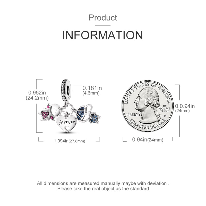 Pendentif "Forever" – Argent S925 avec Nœuds et Strass Colorés