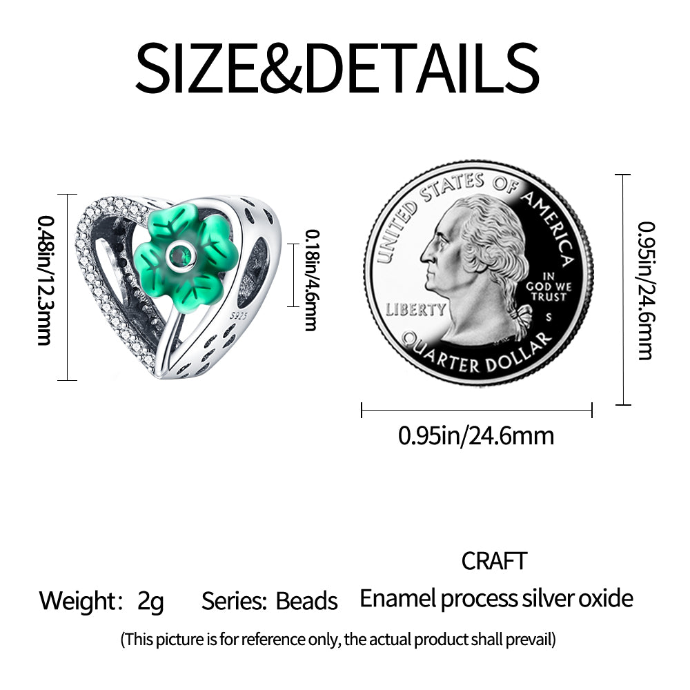 Pendentif Cœur Trèfle – Cuivre Plaqué Argent 925