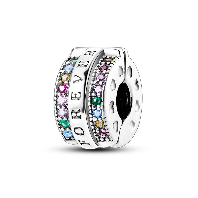 Perles Clip Cœur Colorées – Plaqué Cuivre & Argent S925