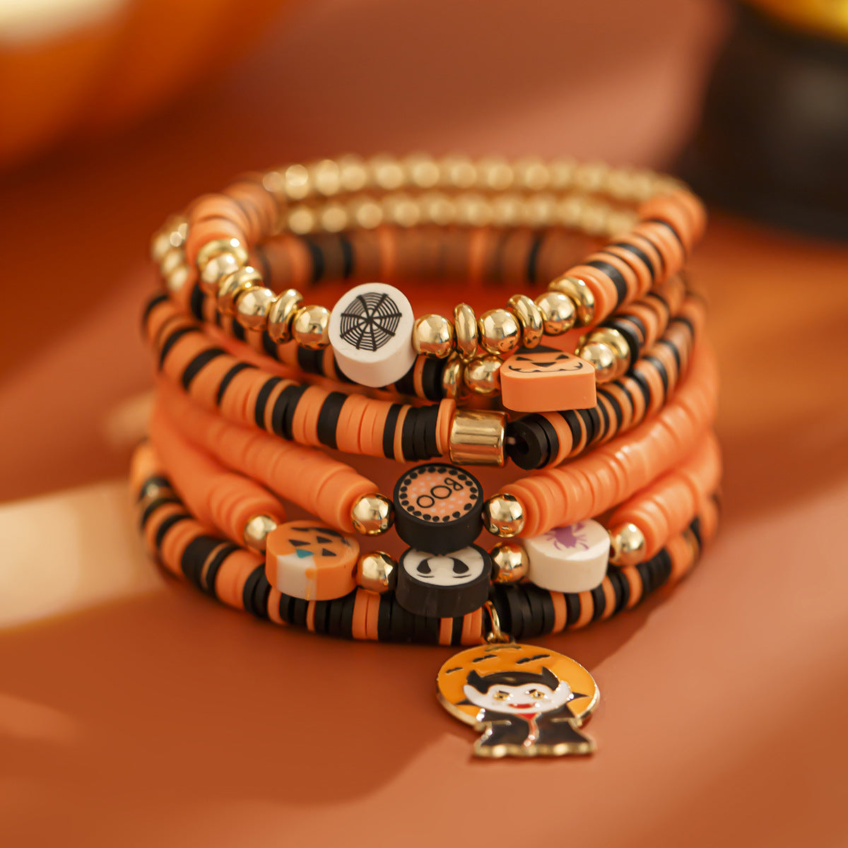 Lot de Bracelets Halloween – Citrouilles, Fantômes & Perles Orange