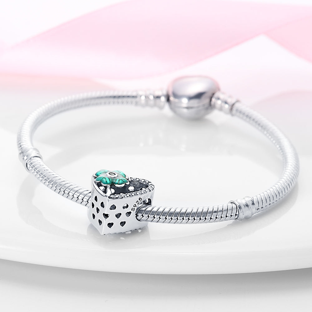 Pendentif Cœur Trèfle – Cuivre Plaqué Argent 925