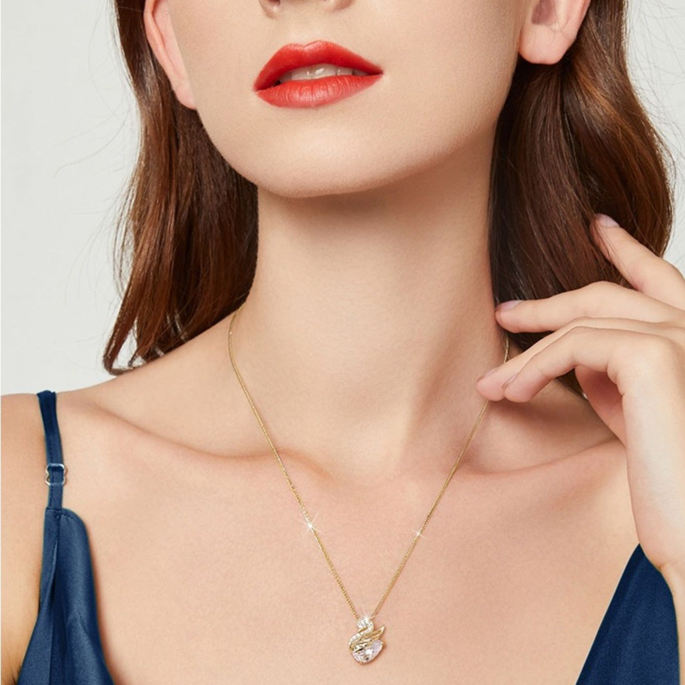 Collier Cygne Élégant – Argent 925 & Zircon Étincelant