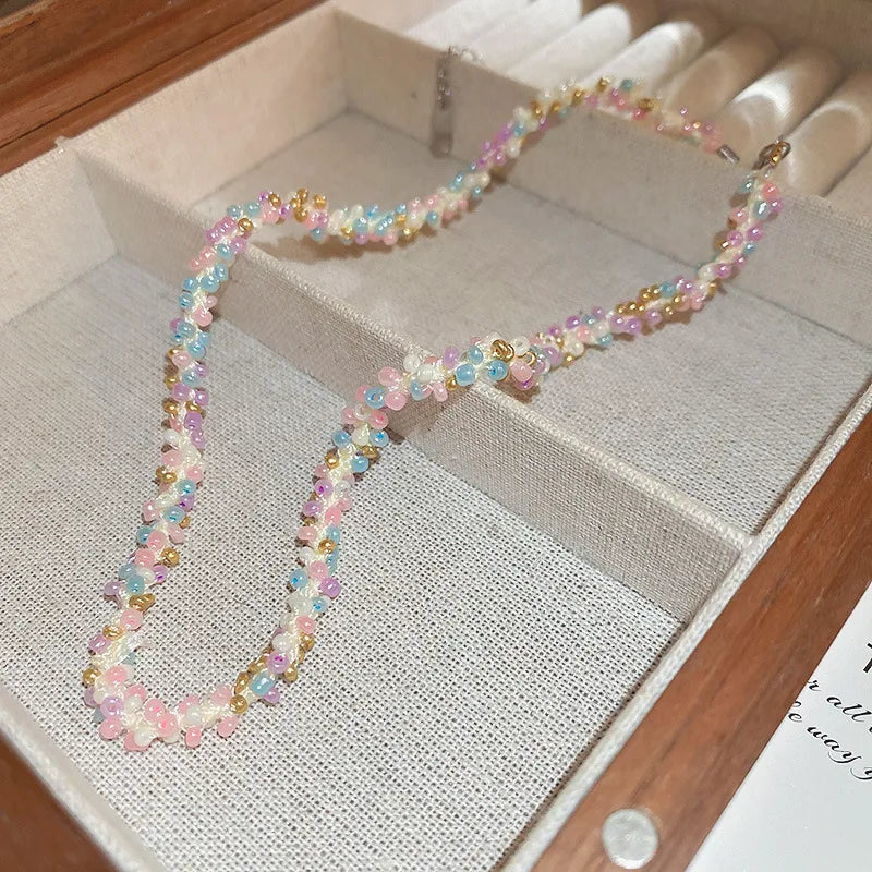 Collier Maillons Perles de Riz – Acier Titane Unisexe