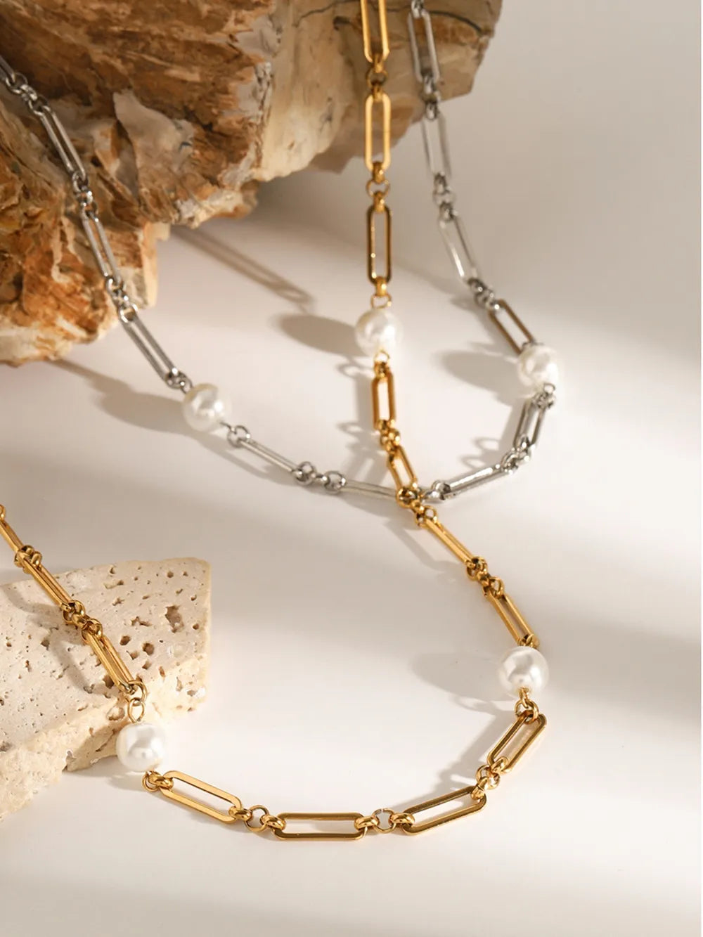 Collier Chaîne Perle – Acier Inoxydable & Élégance Moderne