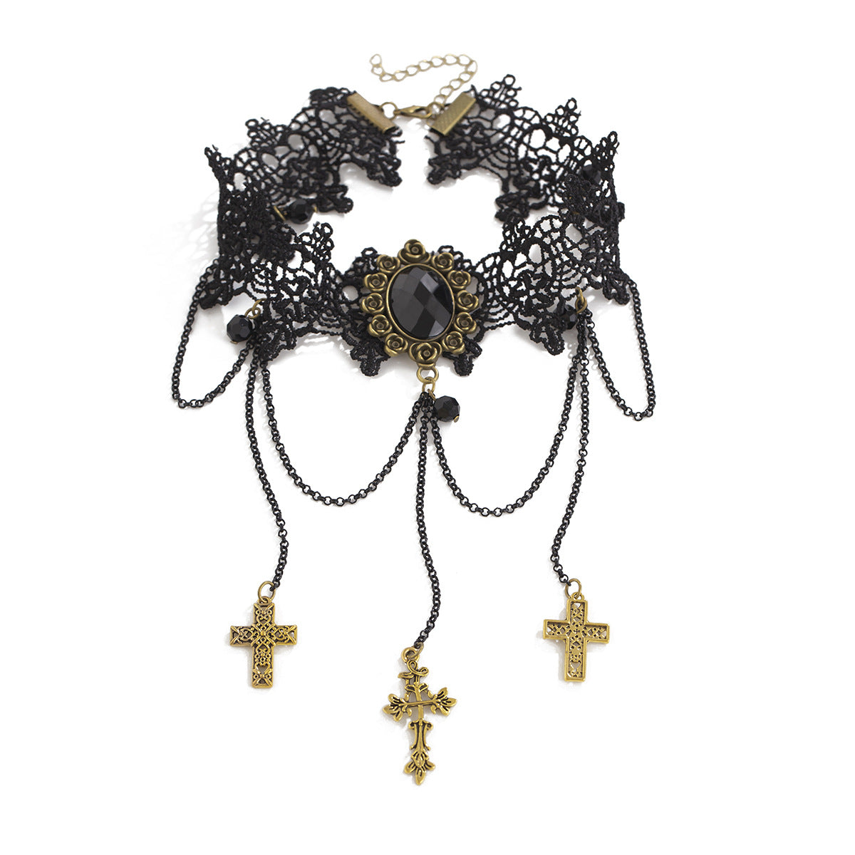 Collier Ras-du-Cou Halloween – Dentelle Noire & Détails Ténébreux