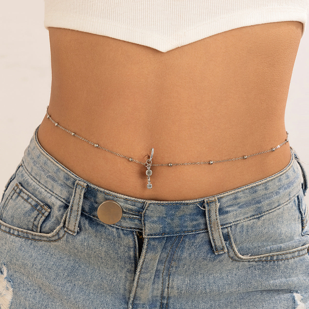 Chaîne de Taille Strass Effet Piercing – Sexy & Étincelante pour l’Été