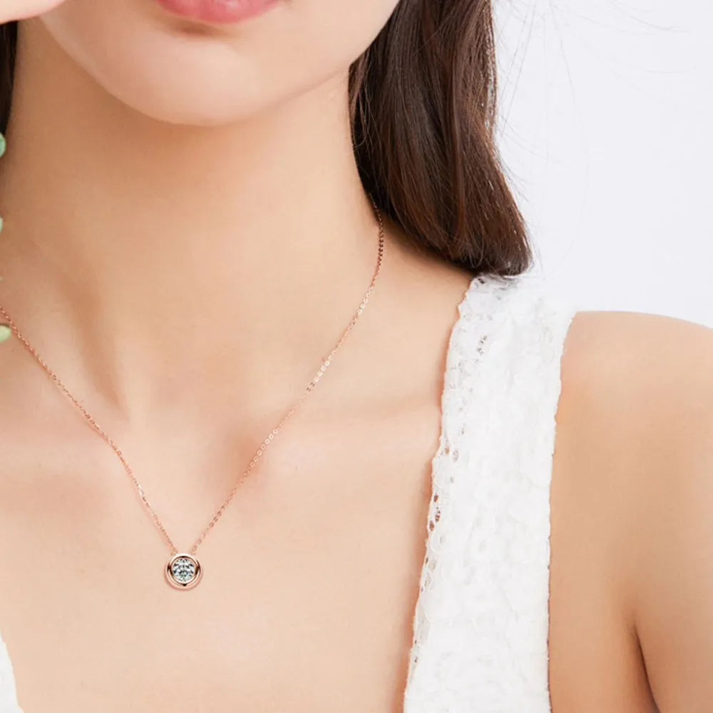 Collier Moissanite 1 Carat – Solitaire Moderne en Argent 925