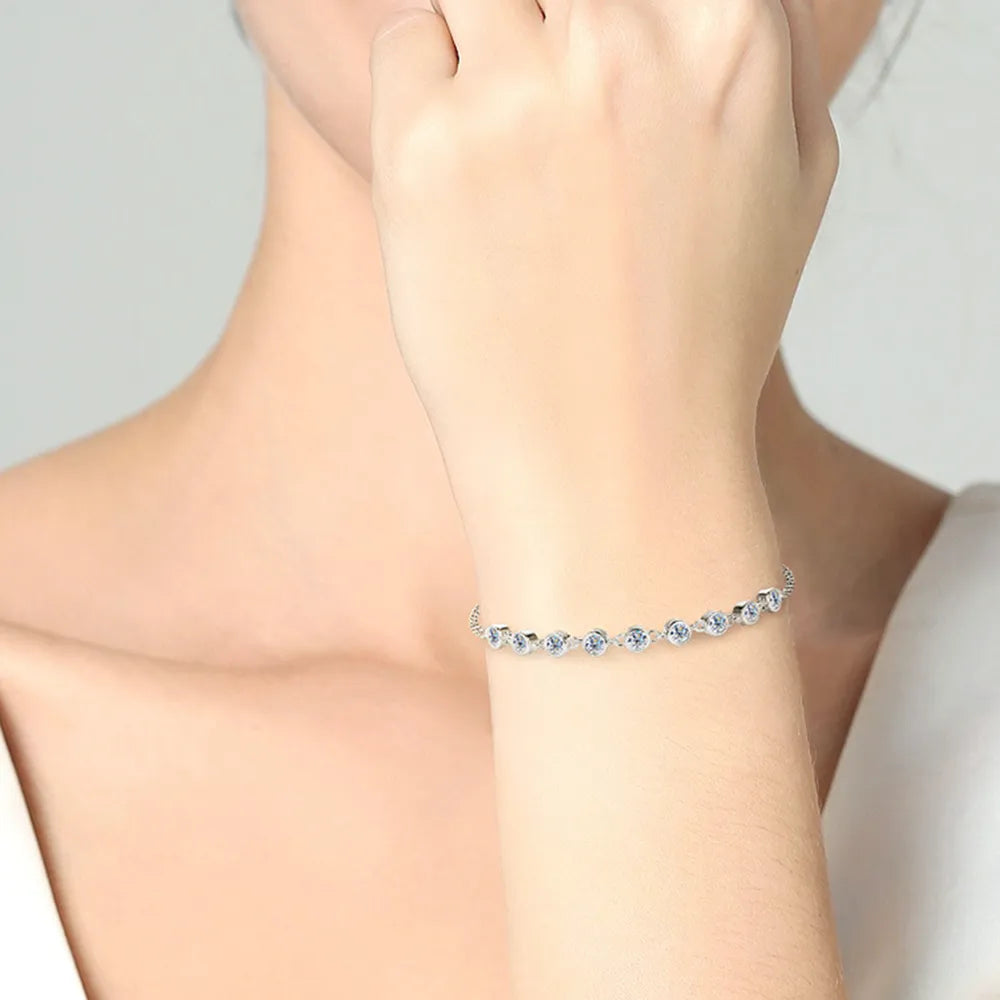 Bracelet Inlaid Moissanite – Argent 925 Plaqué & 0,9 ct Moissanite