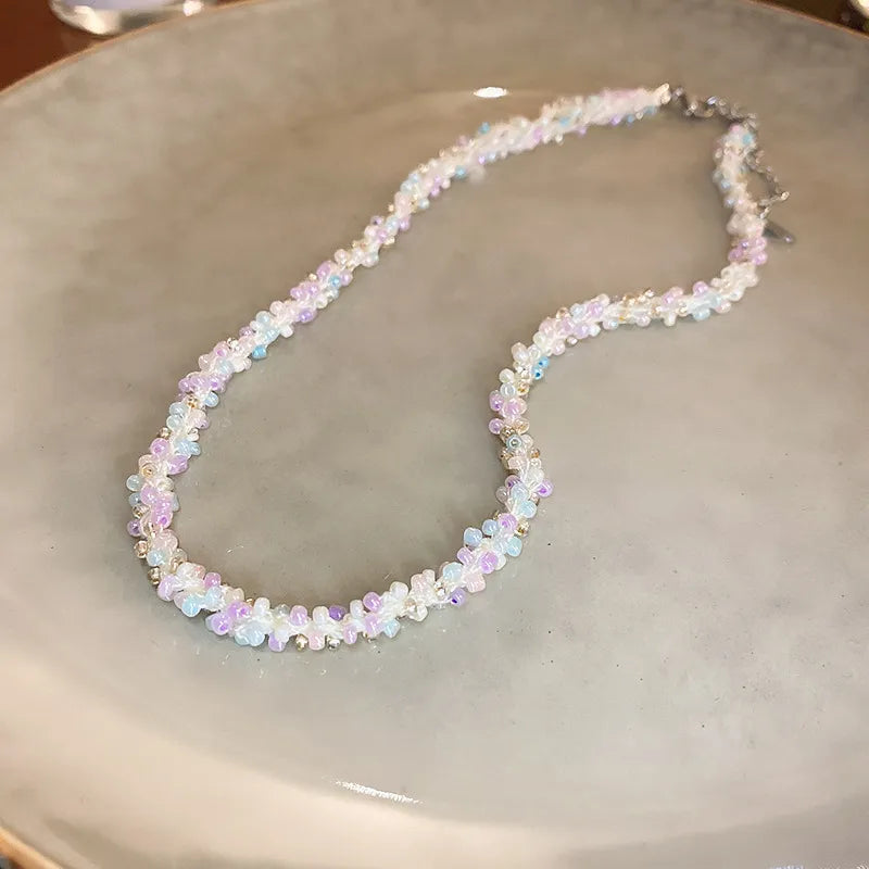 Collier Maillons Perles de Riz – Acier Titane Unisexe