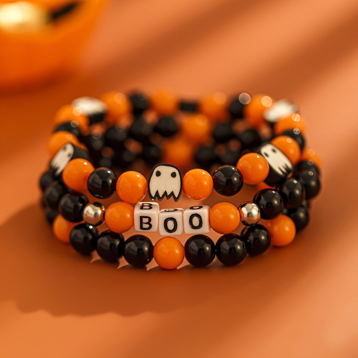 Lot de Bracelets Halloween – Citrouilles, Fantômes & Perles Orange