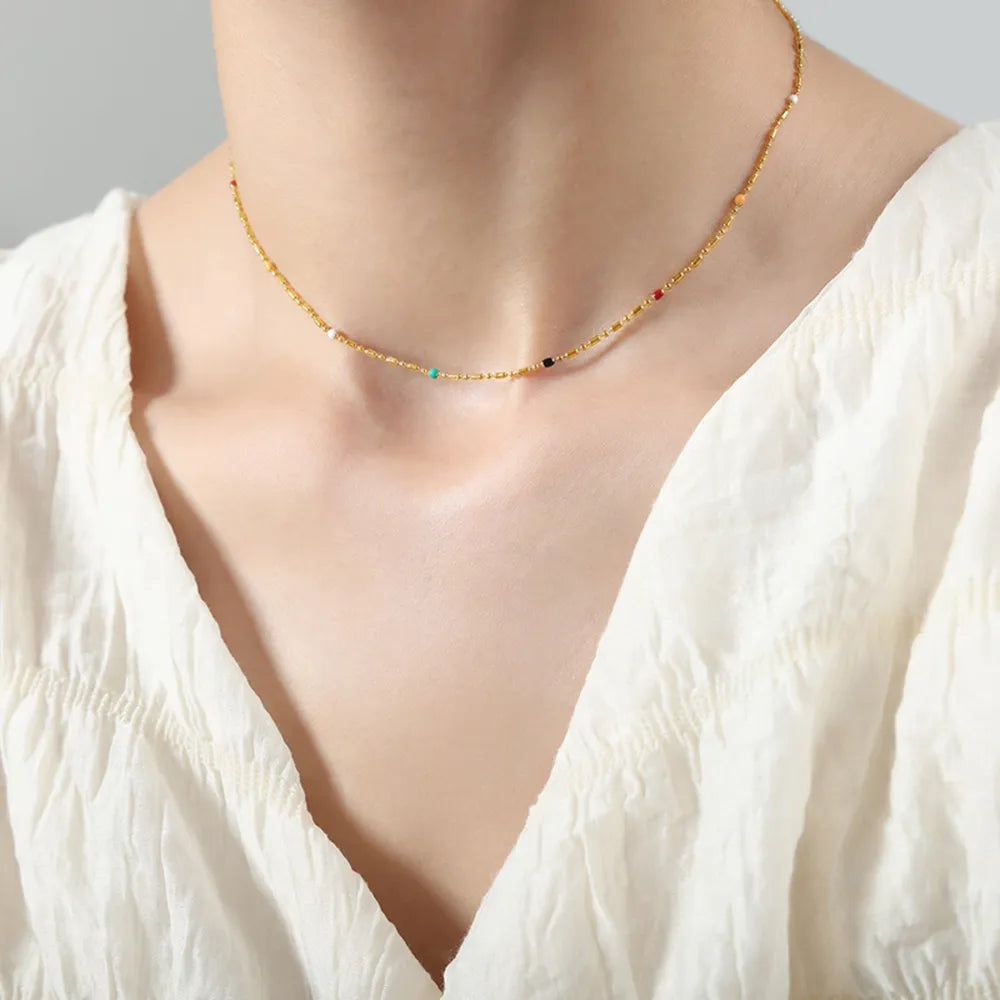 Collier en Perles Goutte d'Huile – Plaqué Or 18K