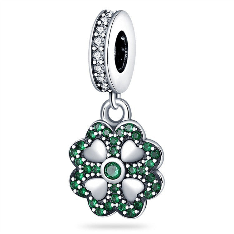 Pendentif Fer à Cheval en U avec Trèfle et Arbre de Vœux – Cuivre Plaqué Argent