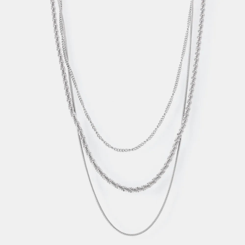 Collier Multi-Rangs Acier Titane – Élégance Superposée
