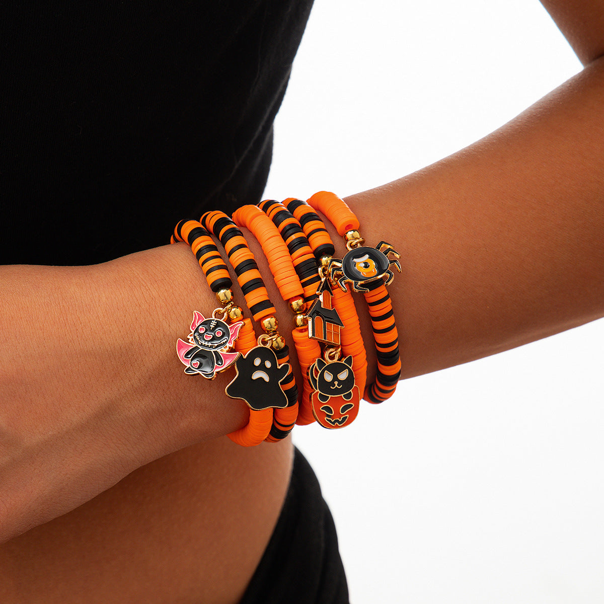 Lot de Bracelets Halloween – Citrouilles, Fantômes & Perles Orange
