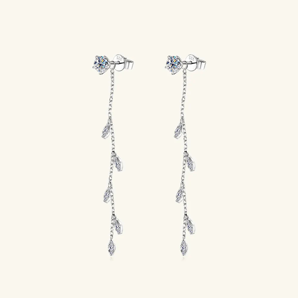 Boucles d’Oreilles Feuille Moissanite 1,38 Carat – Argent 925 & Éclat Nature