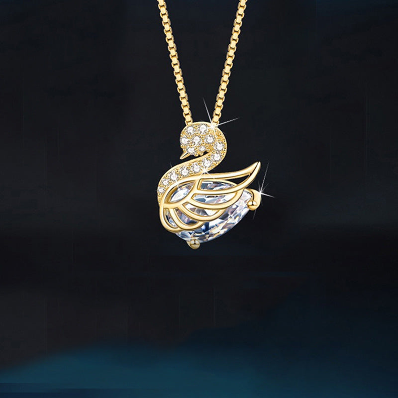 Collier Cygne Élégant – Argent 925 & Zircon Étincelant