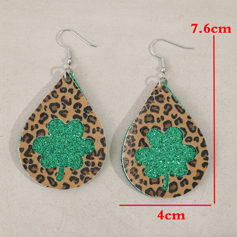 Boucles d’Oreilles Goutte Léopard – Cuir Végan & Motif Animalier