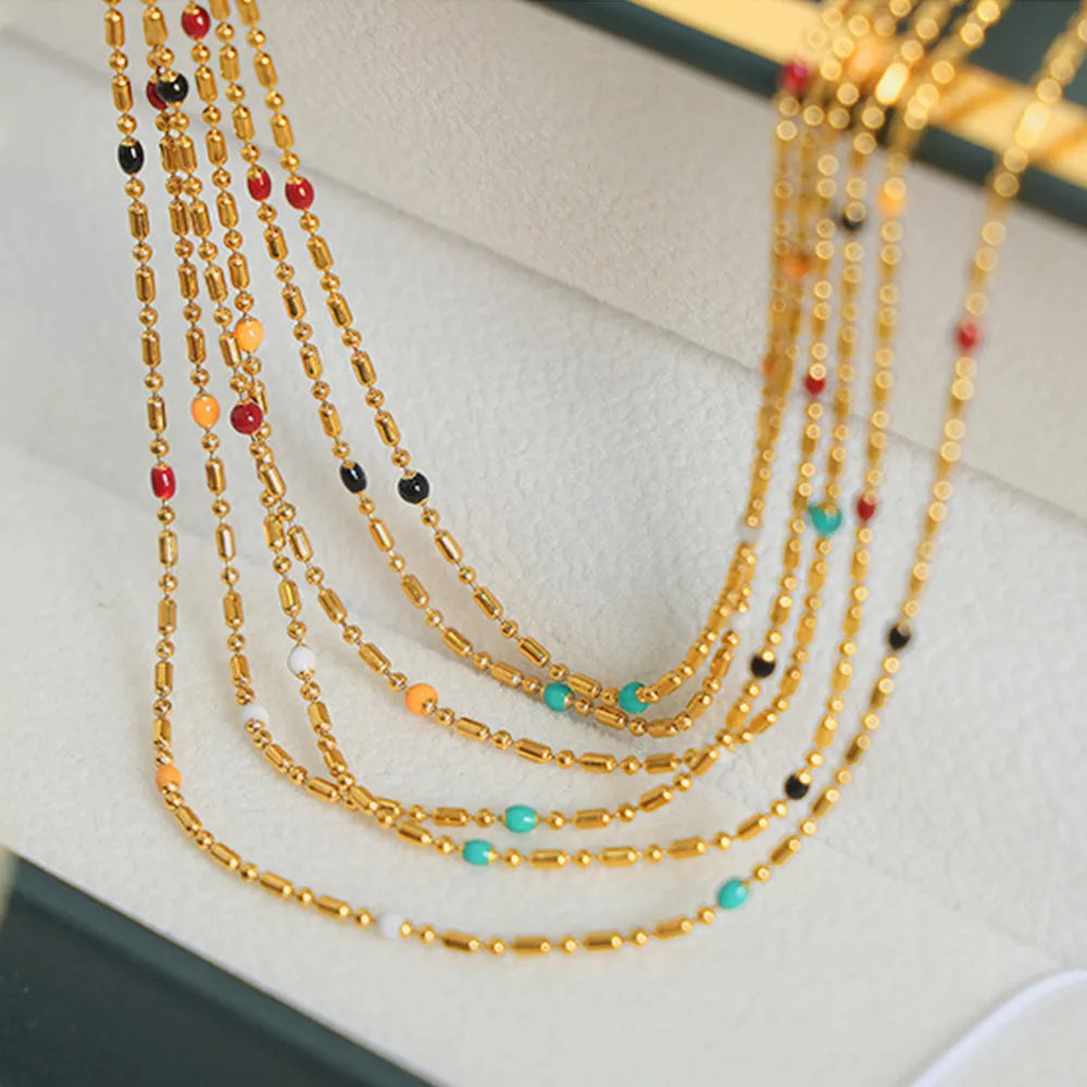 Collier en Perles Goutte d'Huile – Plaqué Or 18K