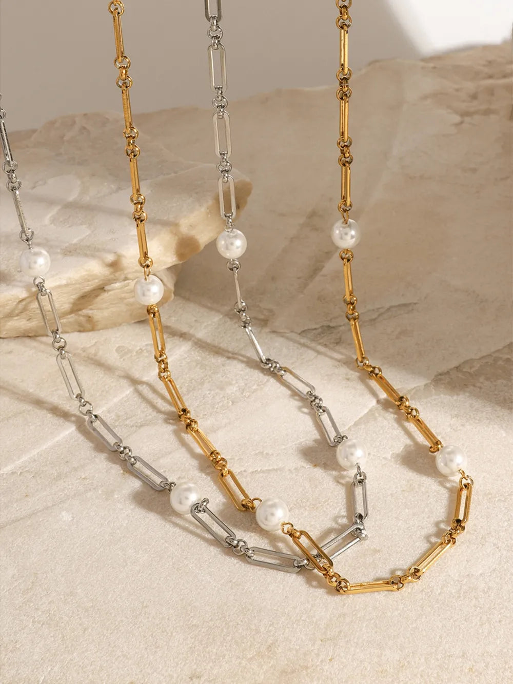 Collier Chaîne Perle – Acier Inoxydable & Élégance Moderne