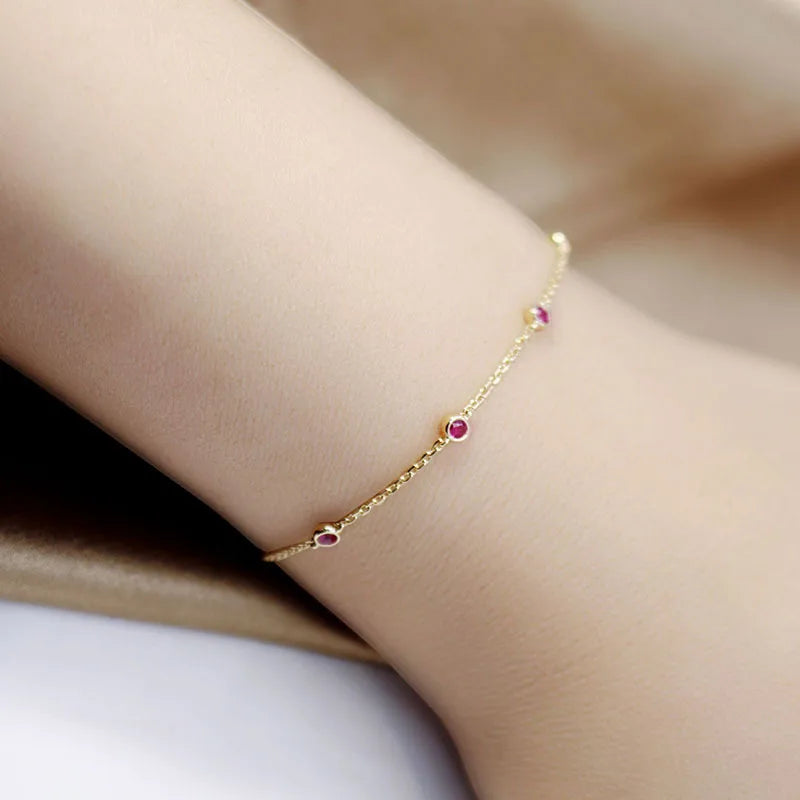 Bracelet Rubis Mini Zircons – Argent 925 & Élégance Précieuse
