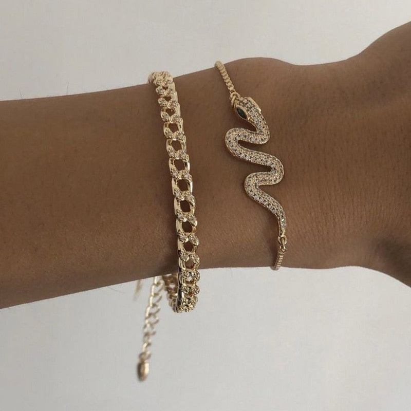Bracelet Duo Serpent & Chaîne