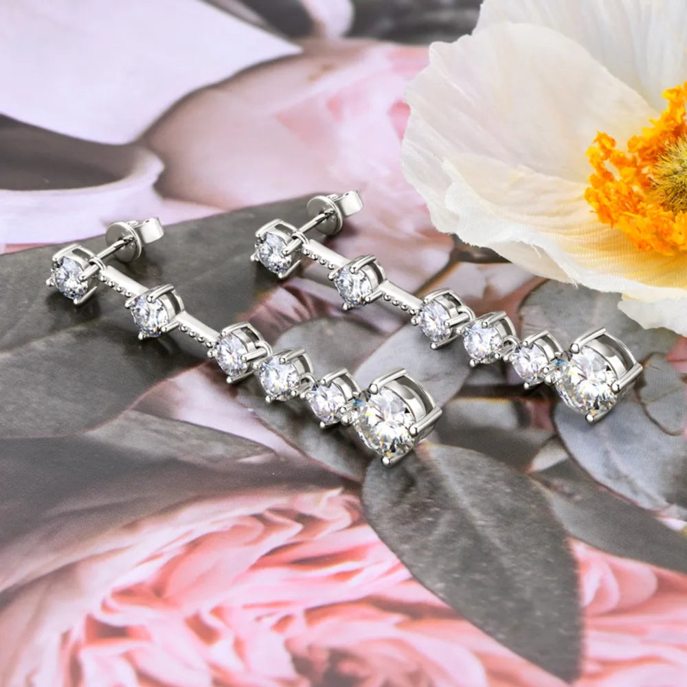 Boucles d’Oreilles Moissanite 4 Carats – Argent Sterling 925 & Éclat Diamant