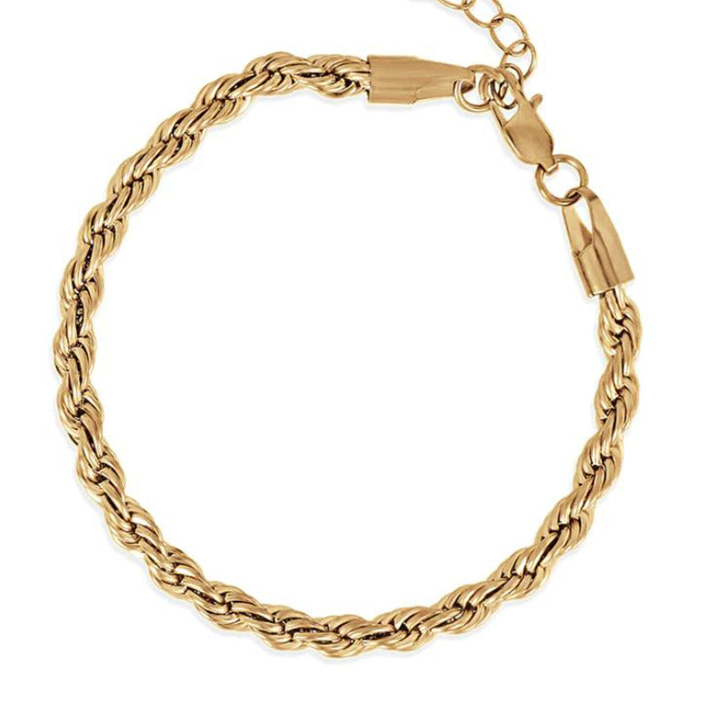 Bracelet Torsadé Doré & Collier – Style Hip-Hop & Street Chic
