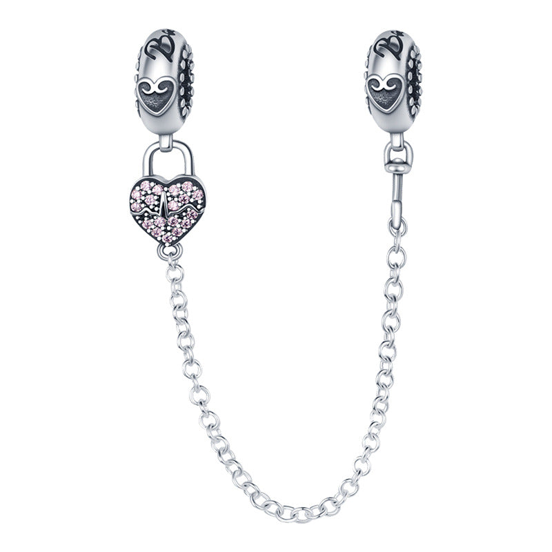 Chaîne de Sécurité Cœur Gravé – Argent Sterling S925