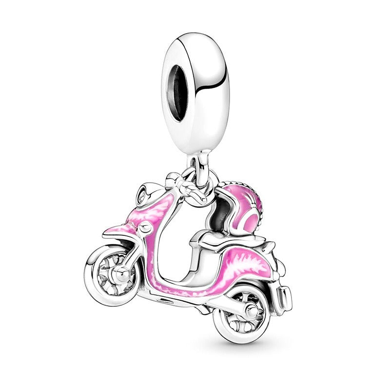 Pendentif Double Cœur & Moto & plus – Argent Sterling S925