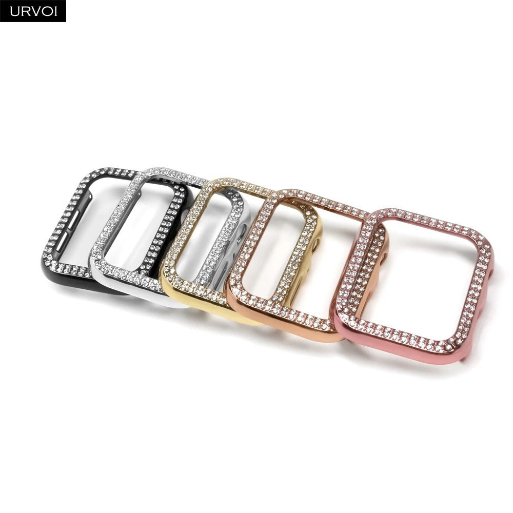 Étui de Protection Apple Watch – Bordure Strass Double Rangée