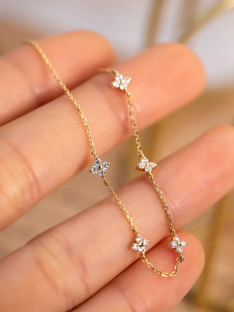 Bracelet Fleurs Zircon – Argent 925 & Raffinement Fleuri