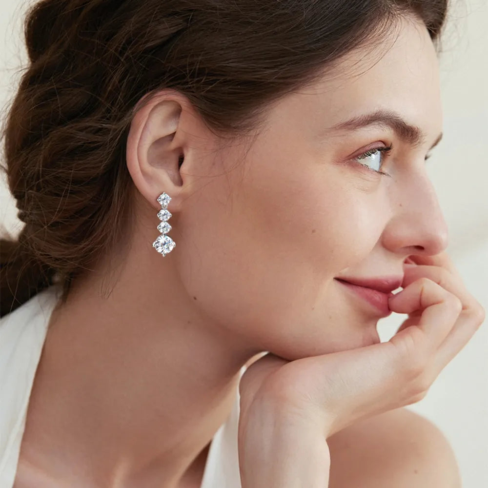 Boucles d’Oreilles Moissanite 4 Carats – Argent 925