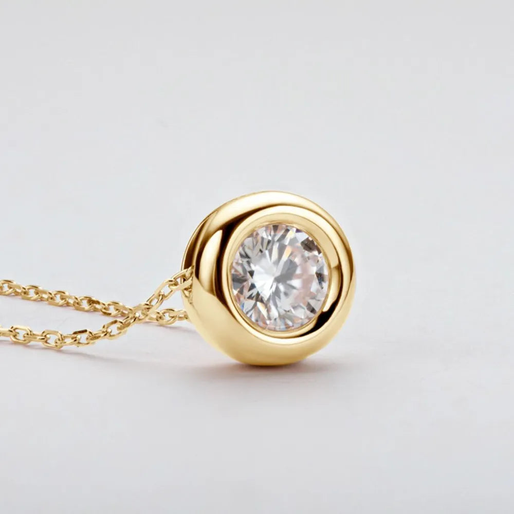 Collier Moissanite 1 Carat – Solitaire Moderne en Argent 925