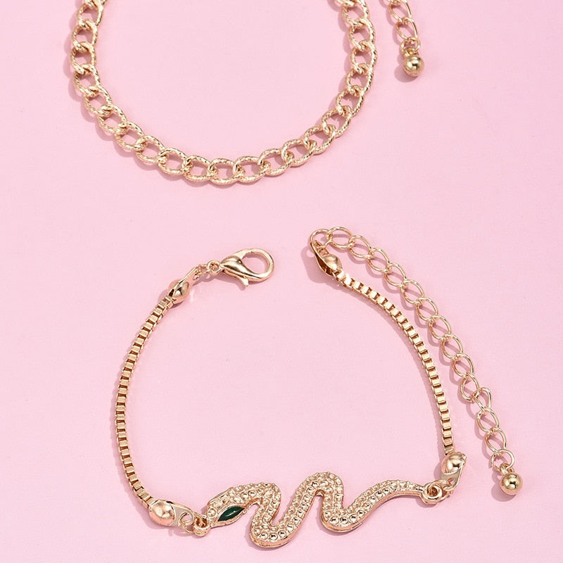 Bracelet Duo Serpent & Chaîne