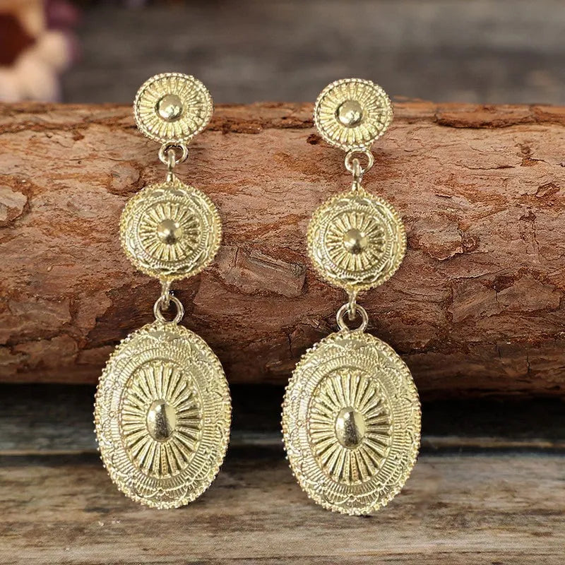 Boucles d’Oreilles Vintage – Alliage Doré & Design Dangle