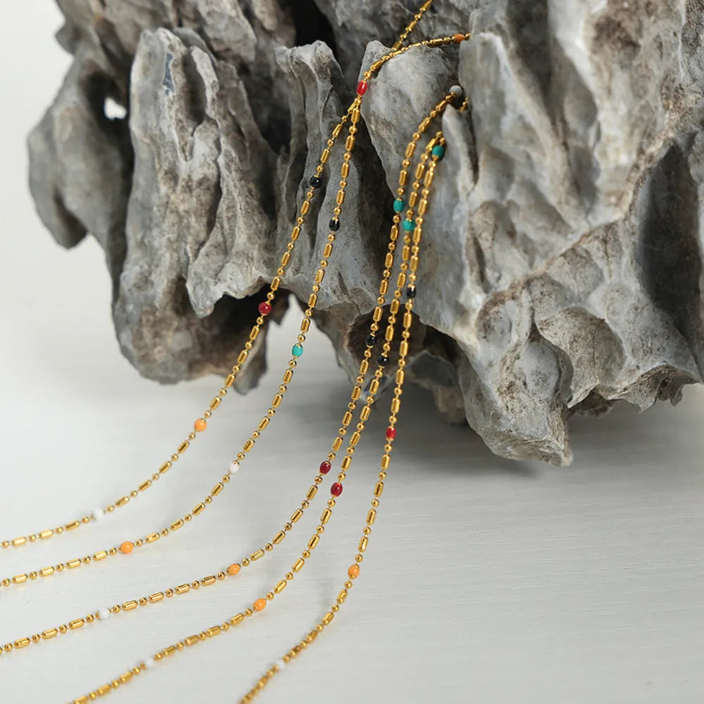 Collier en Perles Goutte d'Huile – Plaqué Or 18K