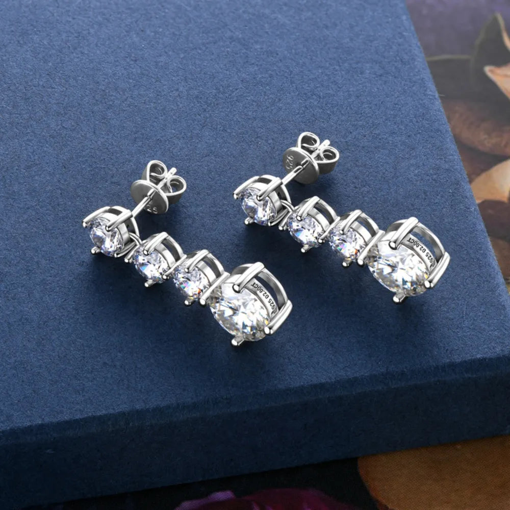 Boucles d’Oreilles Moissanite 4 Carats – Argent 925