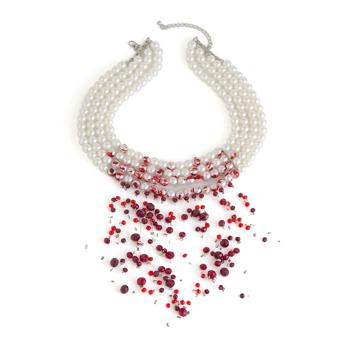 Collier Ras-de-Cou – Perles, Velours & Gouttes de Sang