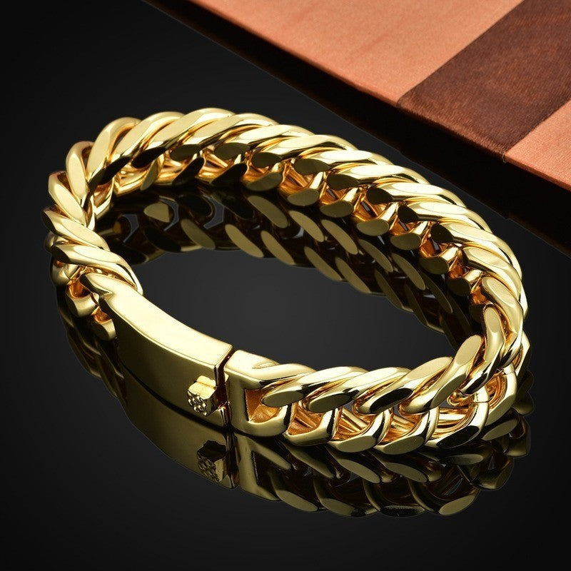 Bracelet Homme – Plaqué Or 18K & Double Boucle